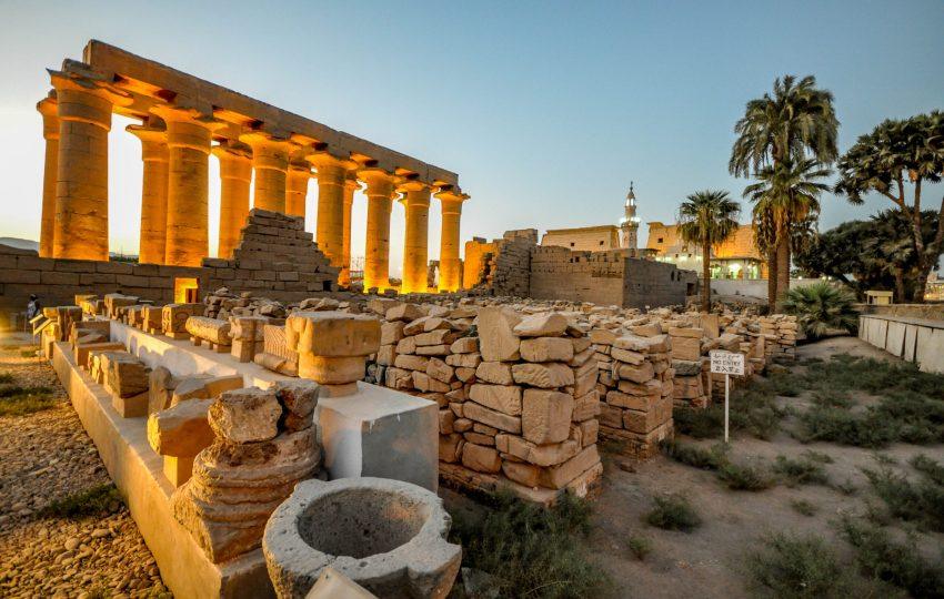 The Colonnade of Amenhotep III on the background Luxor Temple